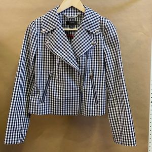 J Crew Moto Style Gingham Jacket Blazer Size 6